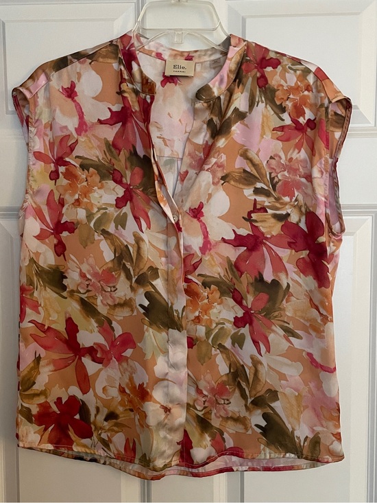 Ellie Tops - Multi Color Cap-Sleeve Blouse
